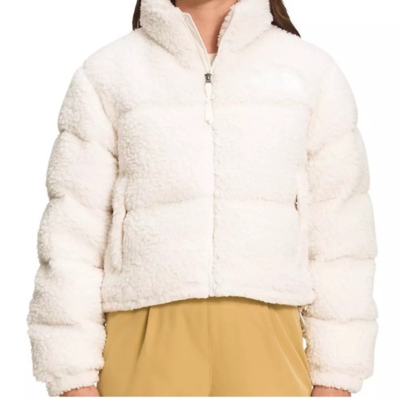 North Face White Nuptse Down Teddy Puffer Jacket - Picture 2 of 9